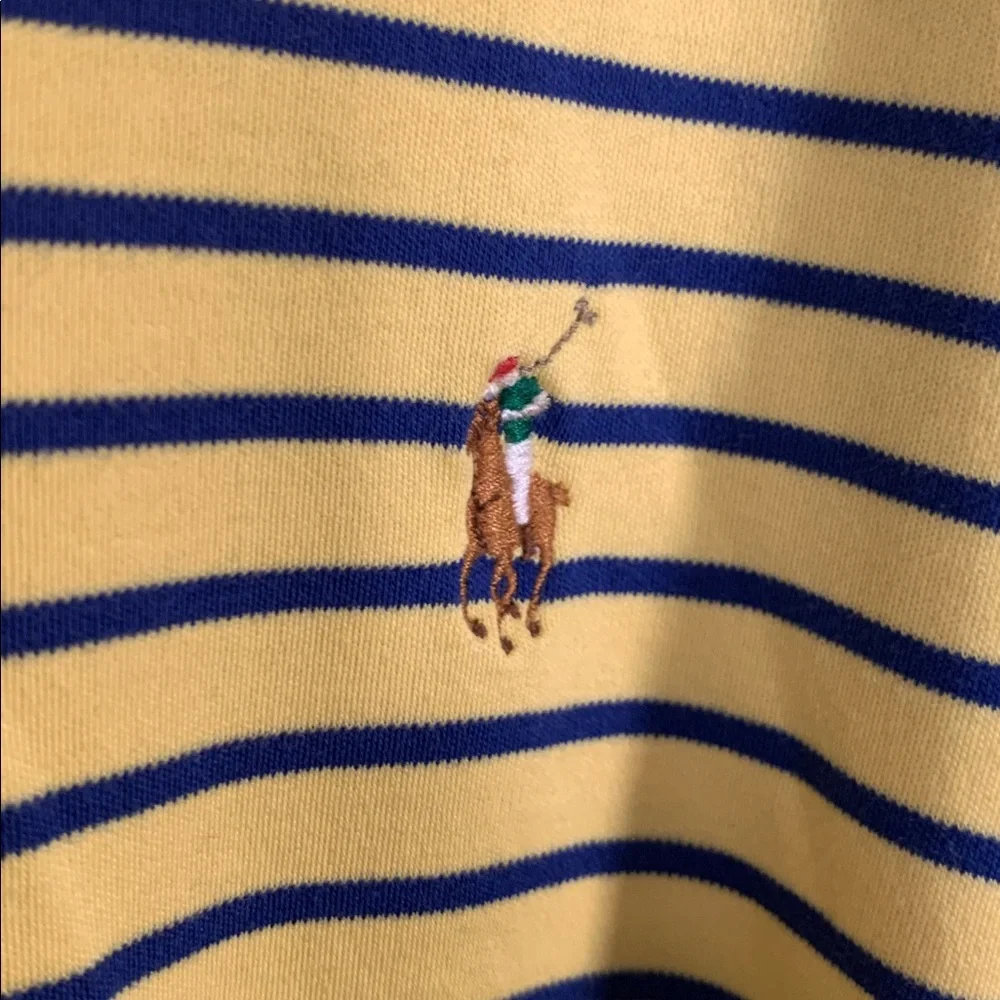 Polo Ralph Lauren Mens VTG Pima Soft Touch Striped Polo Yellow Blue XL Preppy